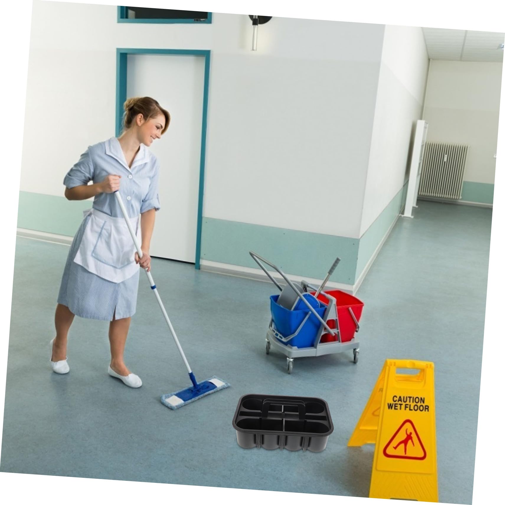 Cesta de Limpieza Portátil con Compartimentos para Herramientas de Automóvil Organizador de Plástico con Resistente para Lavado de Vehículos
