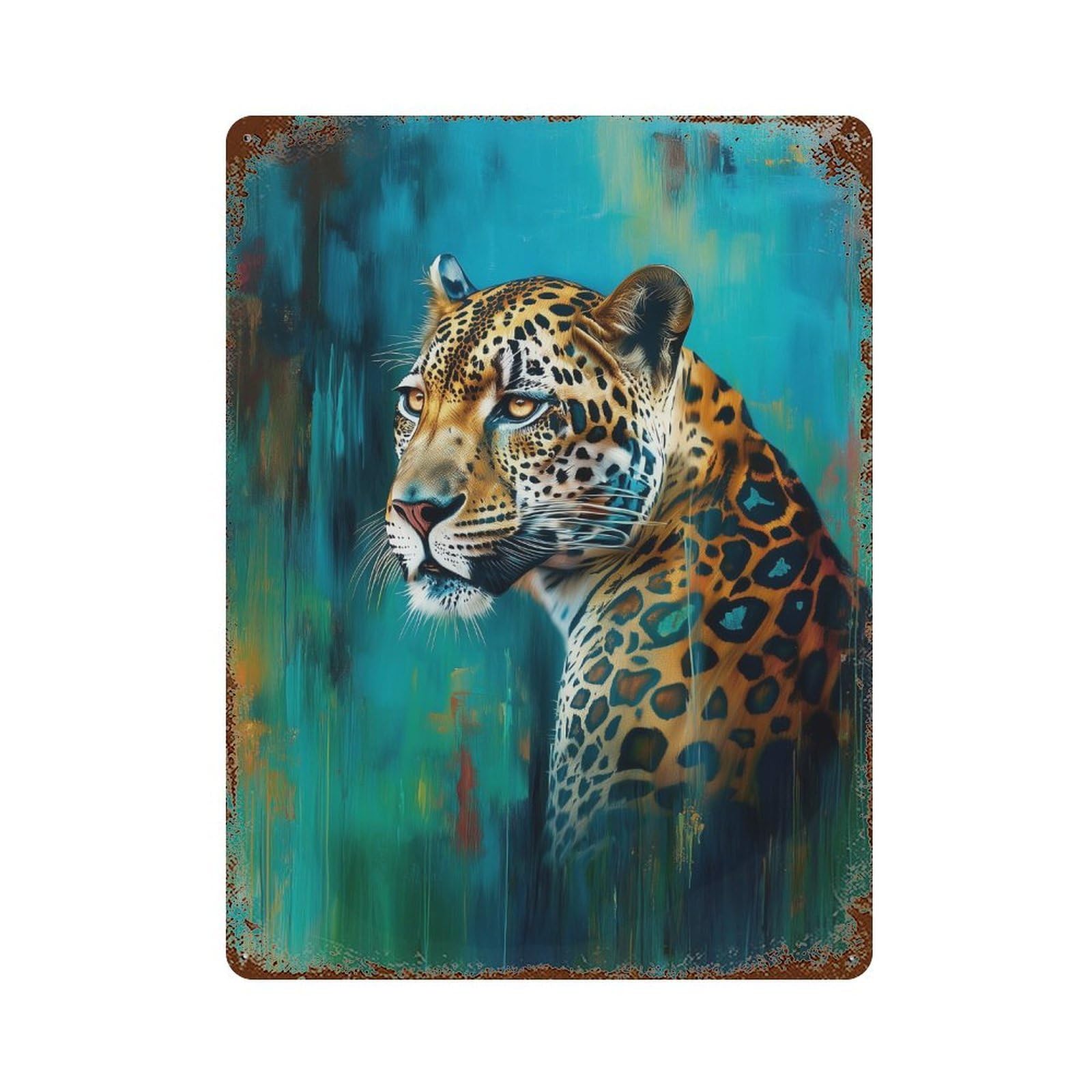 Jaguar Art Print Rusty Metal Tin Sign 15.7"x11.8", Ideal for Shed, Workshop And Garage Wall Decor