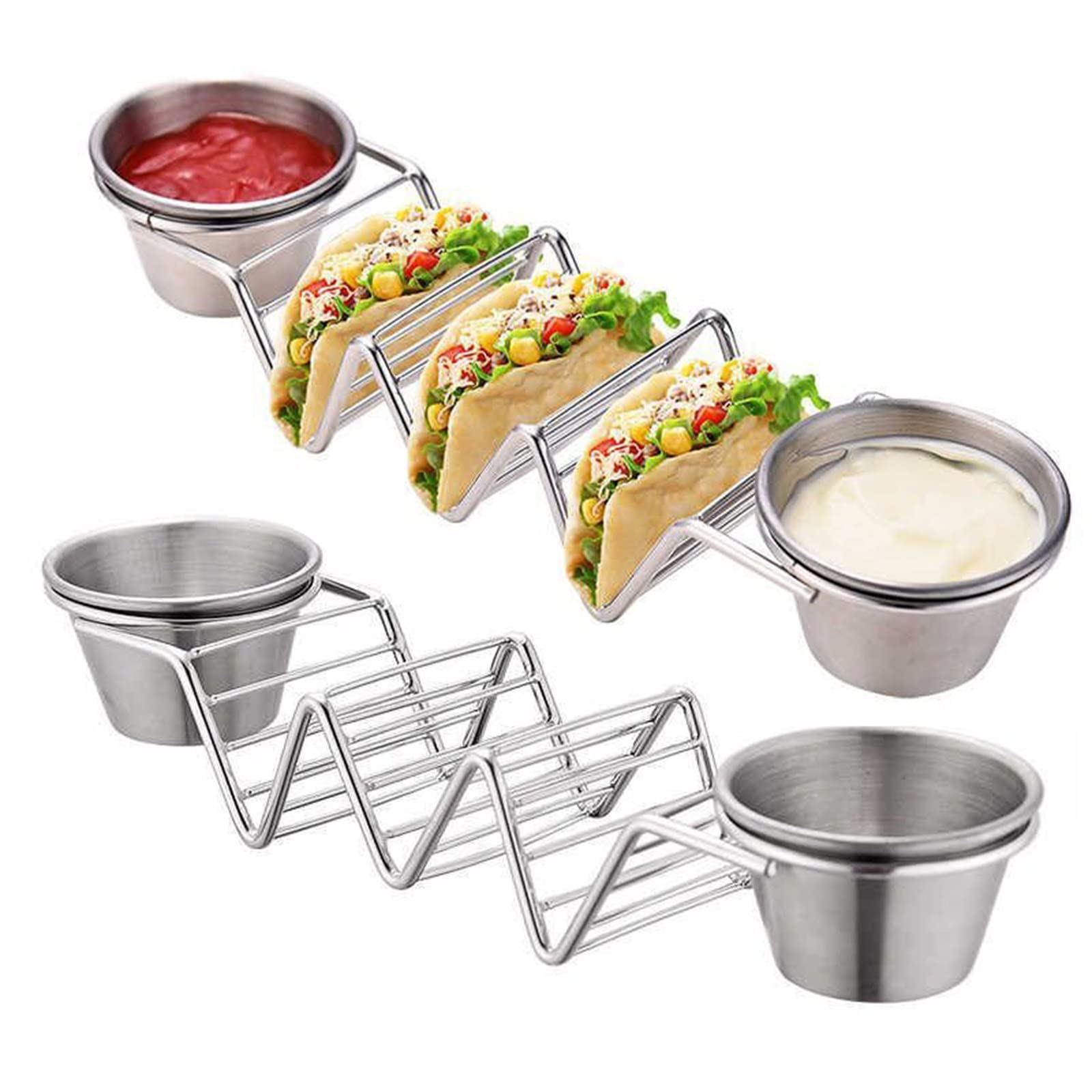 Soporte para tacos de acero inoxidable duradero con capacidad para 3 tacos por pieza
