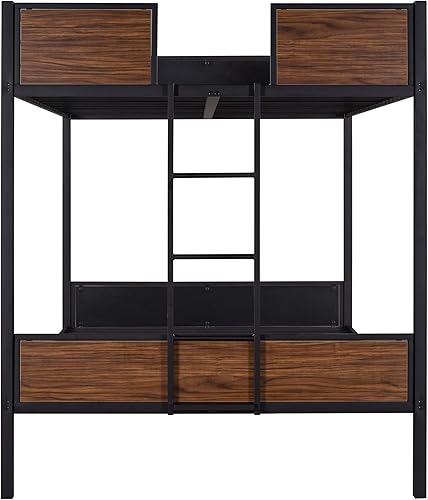 Miniatura 26 de Litera de metal de tamaño individual sobre matrimonial, estilo moderno, resistente con marco de acero con barandilla de seguridad, escalera