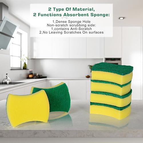 Miniatura 2 de Esponjas de limpieza de cocina,Paquete de 96 Eco Anti-Scratch para platos,Esponjas para fregar