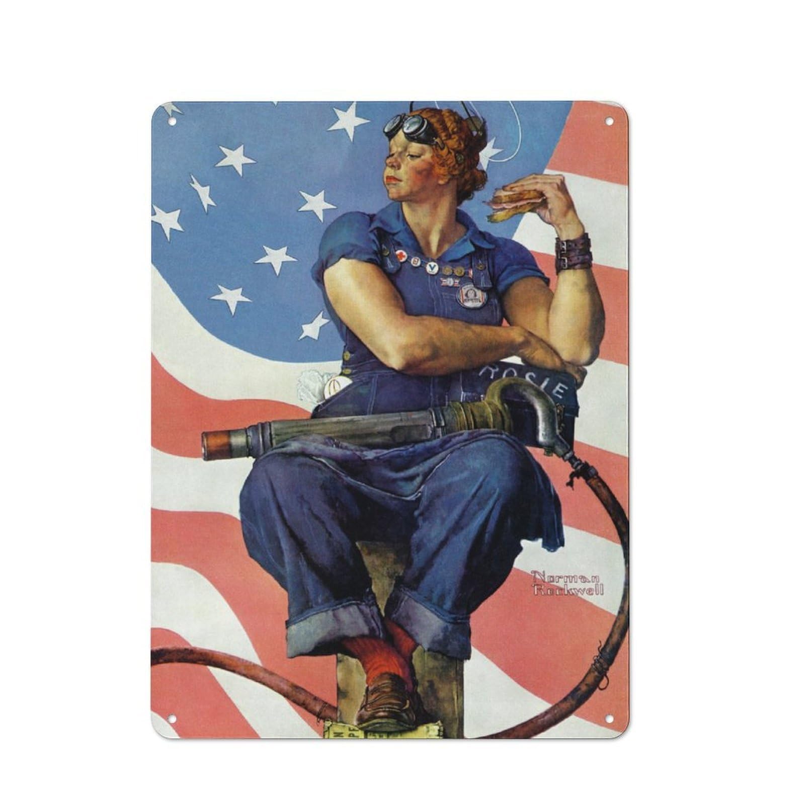 Junmoney American Lady Tin Wall Plaque 40X30cm With For Hobby Room Or Studio, For Updating Hobby Room And Studio After Moving
