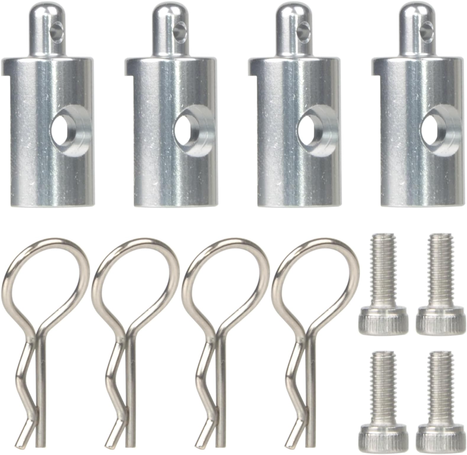 4Pcs Aluminum Body Mounts Body Shell Posts for 1/12 Scale Tamiya CW-01 Chassis Lunch Box Midnight Pumpkin Upgrades Parts (Silver)