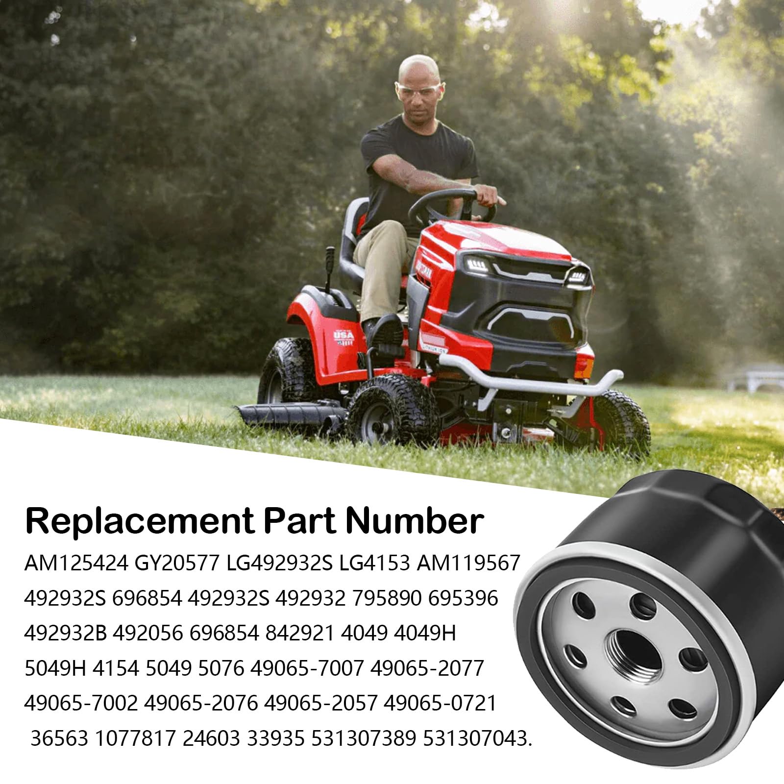 Filtro De Aceite 492932s, 4 Unidades Para Briggs & Stratton 492932S 695396 696854 49065-7007 AM125424 GY20577 LG492932S Accesorio De Filtro De Aceite De 2 1/4 Pulgadas Para Cortacésped