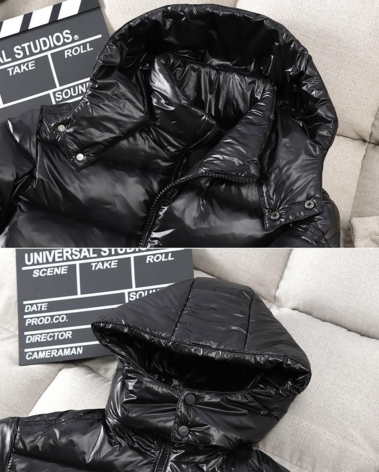Doudoune matelassée lourde pour homme, veste de sport brillante avec capuche