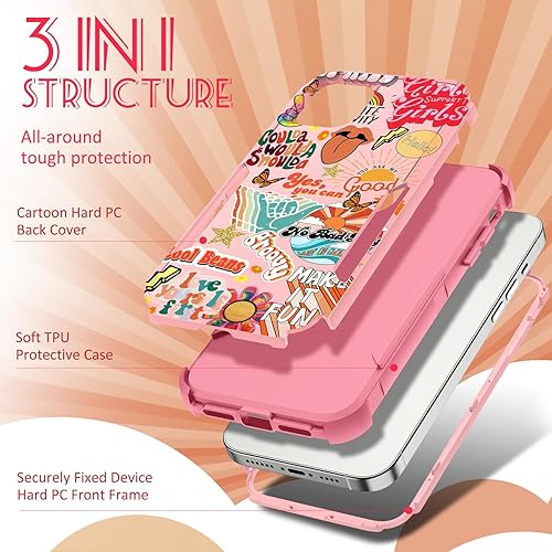 Miniatura 4 de Plakill Funda para iPhone 13 Mini, diseño 3 en 1, diseño de collage resistente, protección a prueba de golpes, 13 mini fundas para mujeres, hombres,