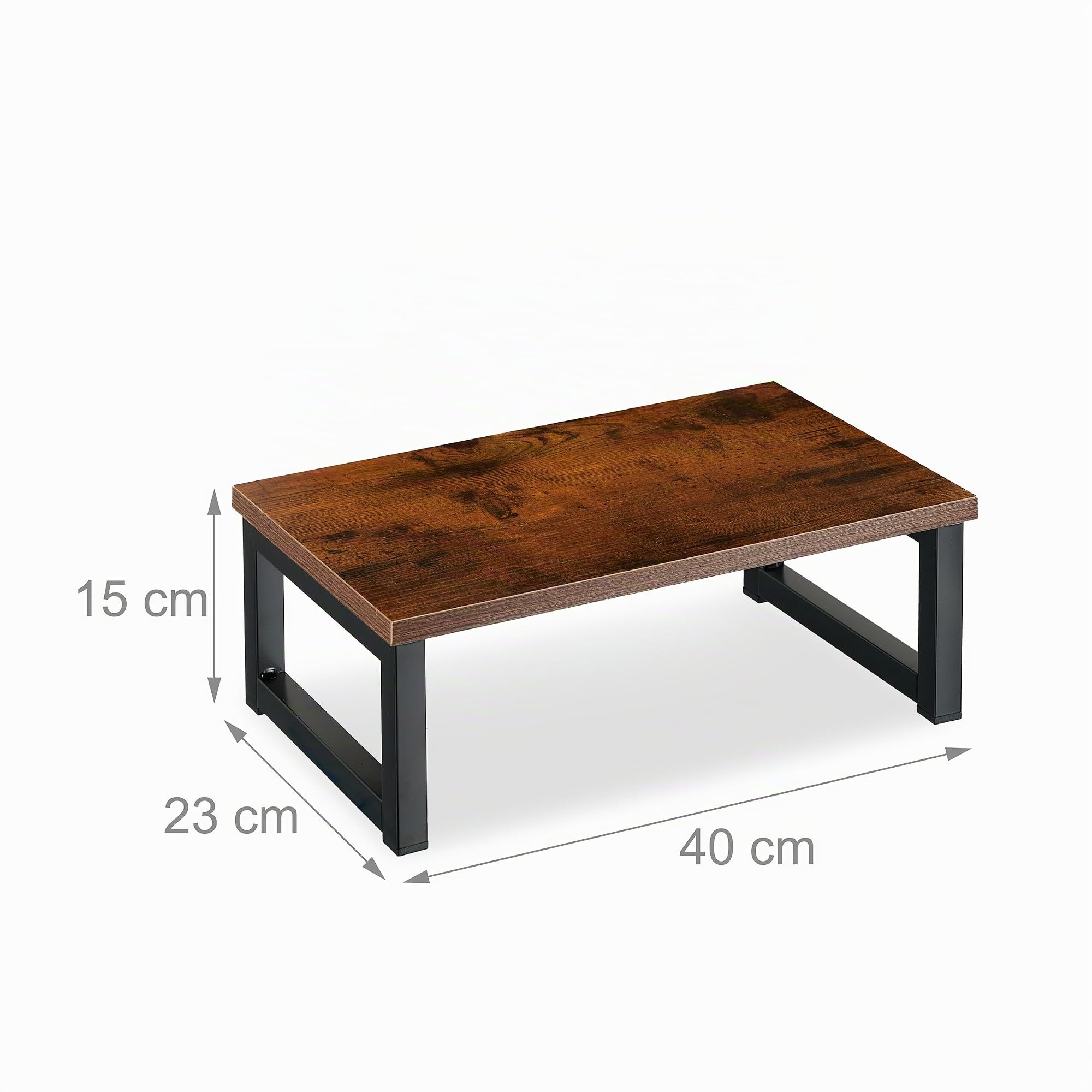 Relaxdays Supporto per Monitor, Alza Schermo PC per Scrivania, HxLxP: 15 x 40 x 23 cm, Design Industriale, Marrone Nero
