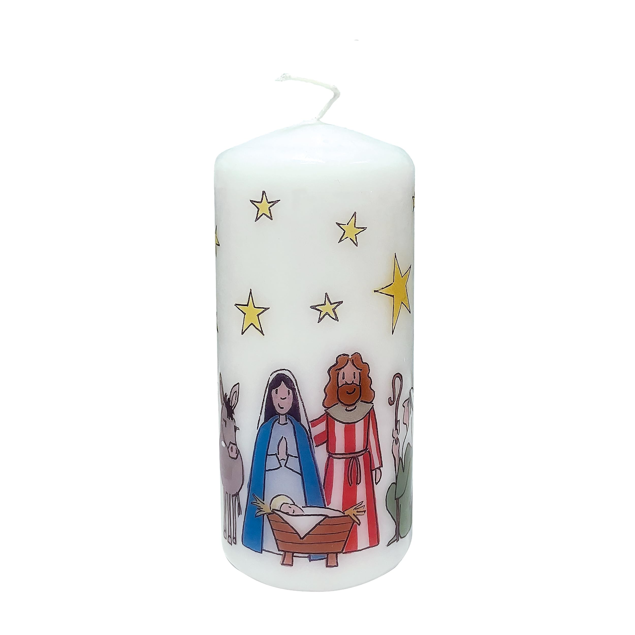 Alison Gardiner The Nativity Mini Pillar Candle – Unscented Wax Religious Christmas Candle, 40hr Burn, Handmade in UK – Perfect for Adding Warmth to Table Displays & Seasonal Décor