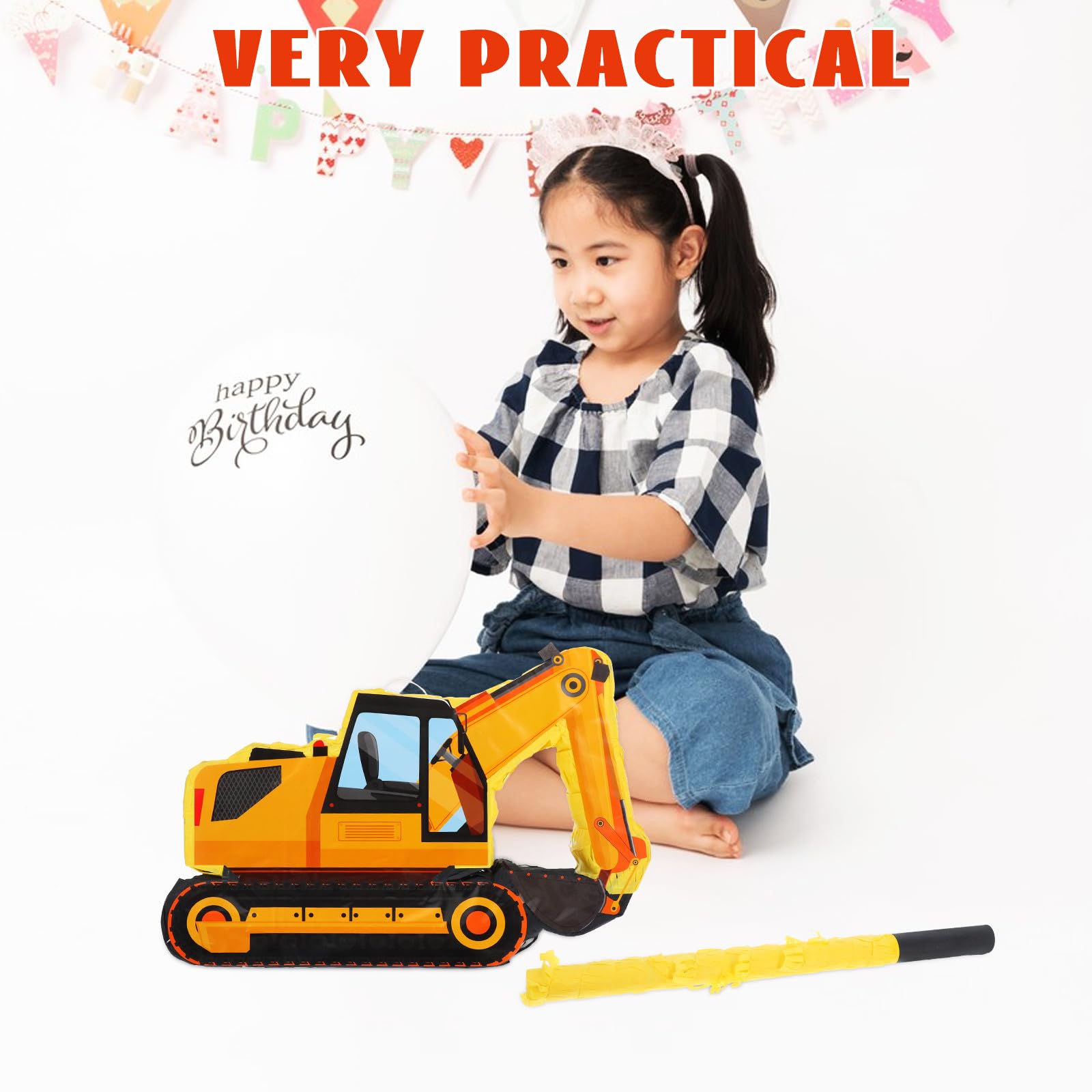 Piñata de Excavadora 1 Set de Papel para Fiesta Infantil