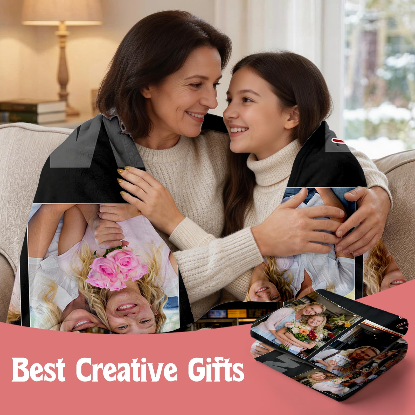 Custom Mom Blanket Throws with Picture, Personalized Blankets Photo Gifts for Mama, Grandma, Wife, Mother's Day, Birthday Gift - 5