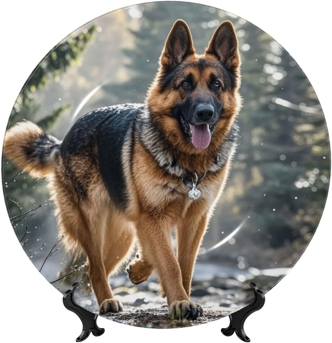 Decorative Plate Art Crafts Bone China Decorative Plate with Display Rack Souvenir Wall Decor Ceramic Ornaments Dinner Plates Ceramic Decoratives Plates for Home Office 10in