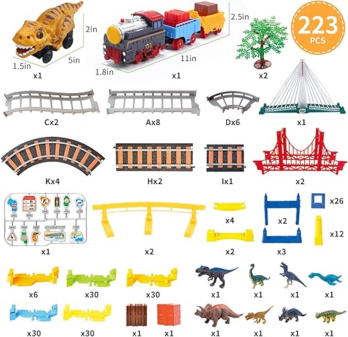 Miniatura 7 de Juego de tren para niños pequeños, pista de tren eléctrico y pista de dinosaurio para niños y niñas de 3 a 8 años