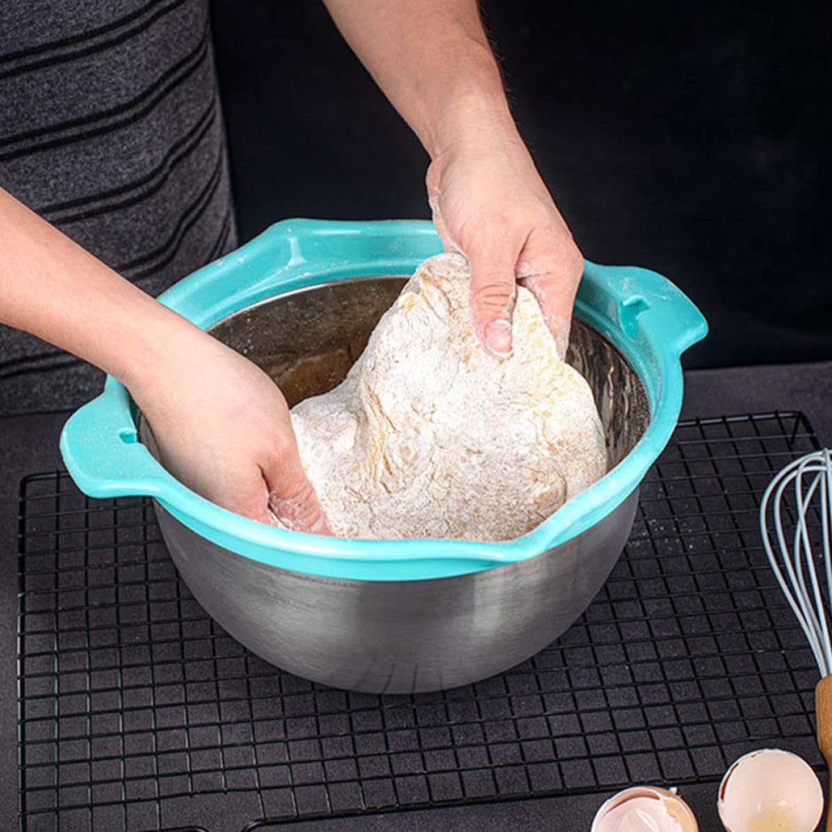 Gatuida Colador de Cocina Doble Capa de Acero Inoxidable y Pp, Cesta Coladora Multifuncional para Escurrir Verduras y Almacenar Alimentos, Kit Práctico para Lavado de Arroz y Frutas