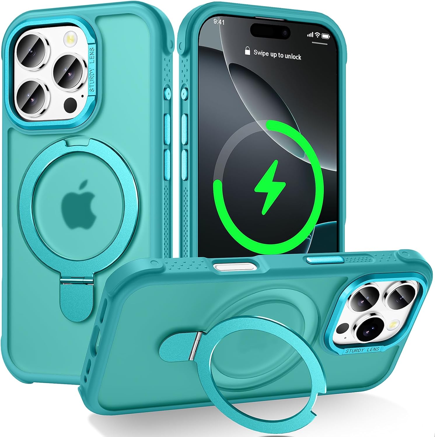 Designed for iPhone 17e Case & iPhone 16e Case with Magnetic Stand, [Military Drop Protection][Great Grip Feeling] Matte Translucent Back Slim Shockproof Cover for iPhone 17e 6.1", Bronze