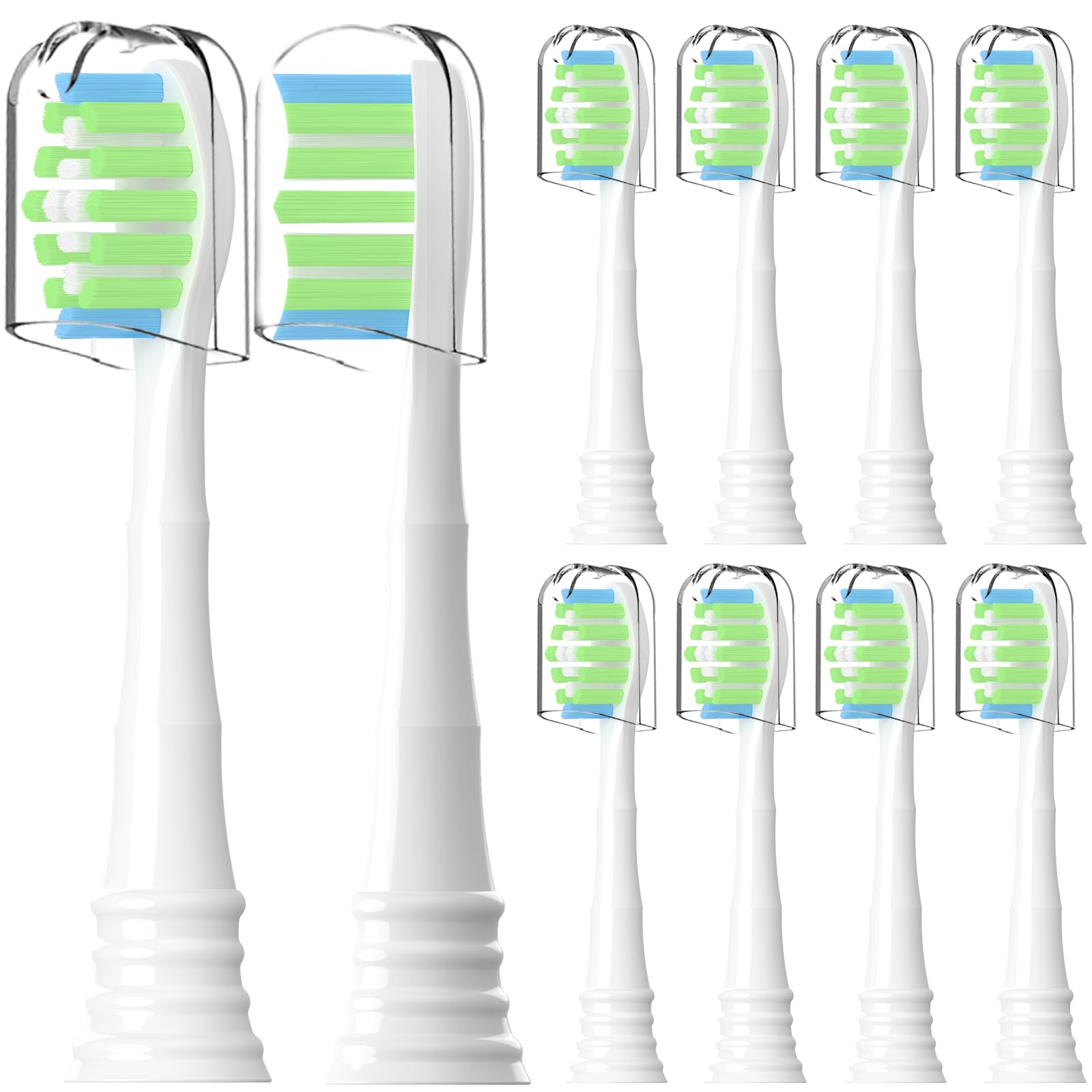 Compatible con Philips Sonicare cepillo de dientes eléctrico Cabezales de cepillos de repuesto, para Philips Sonicare cepillo de dientes eléctrico con funda protectora, paquete de 10 (blanco, medium)