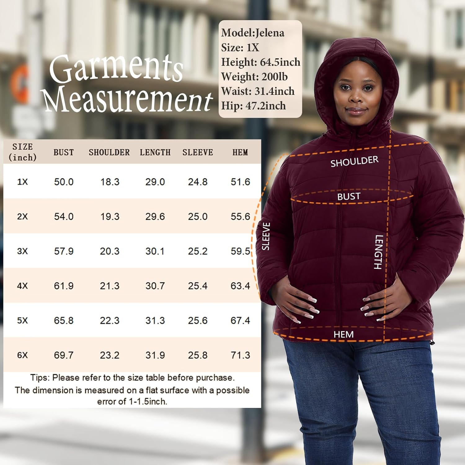 Plus Size Women's Packable Puffer Jacket 1X-6X Water-Resistant Lightweight Winter Coat(Exclusively for Plus Size) - Image 6