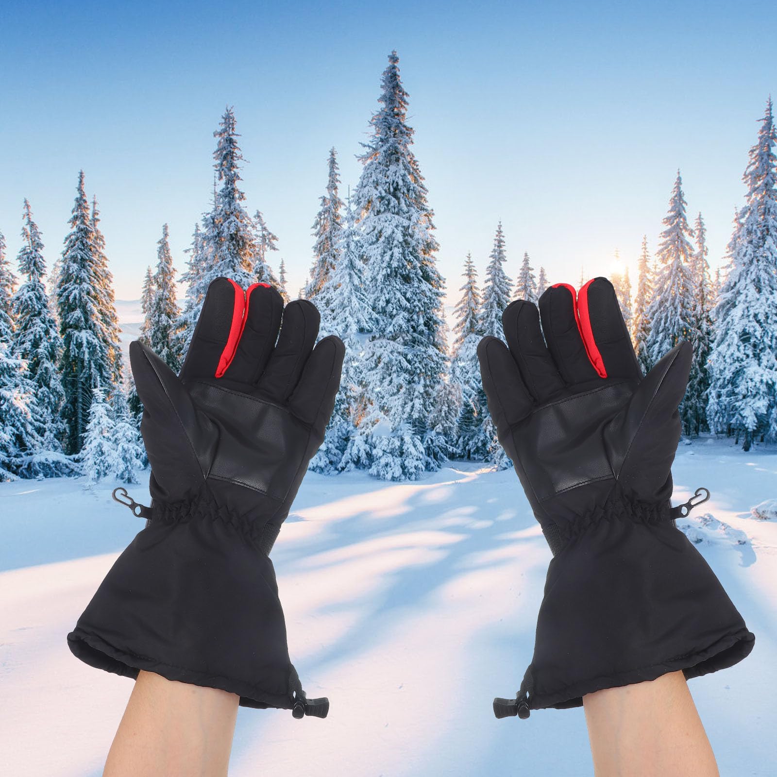Ciieeo Guantes de Esquí Calefactables Negros para Adulto Niveles | Tejido, Calefacción Total de Mano, sin Batería Incluida, para Esquí y Riding