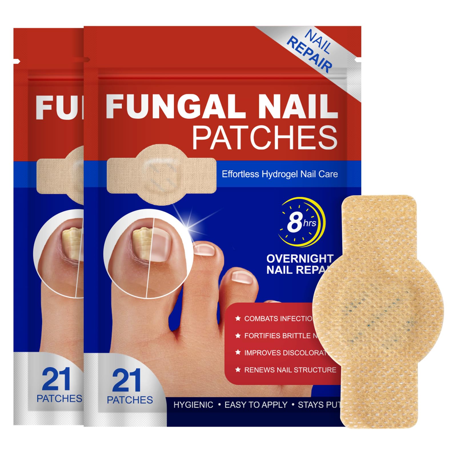 Nail Patches for Toenails 42Pcs Nail Ingrown Toenail Treatment, 8-Hour Overnight Hydrogel Repair for Toenail & Fingernail