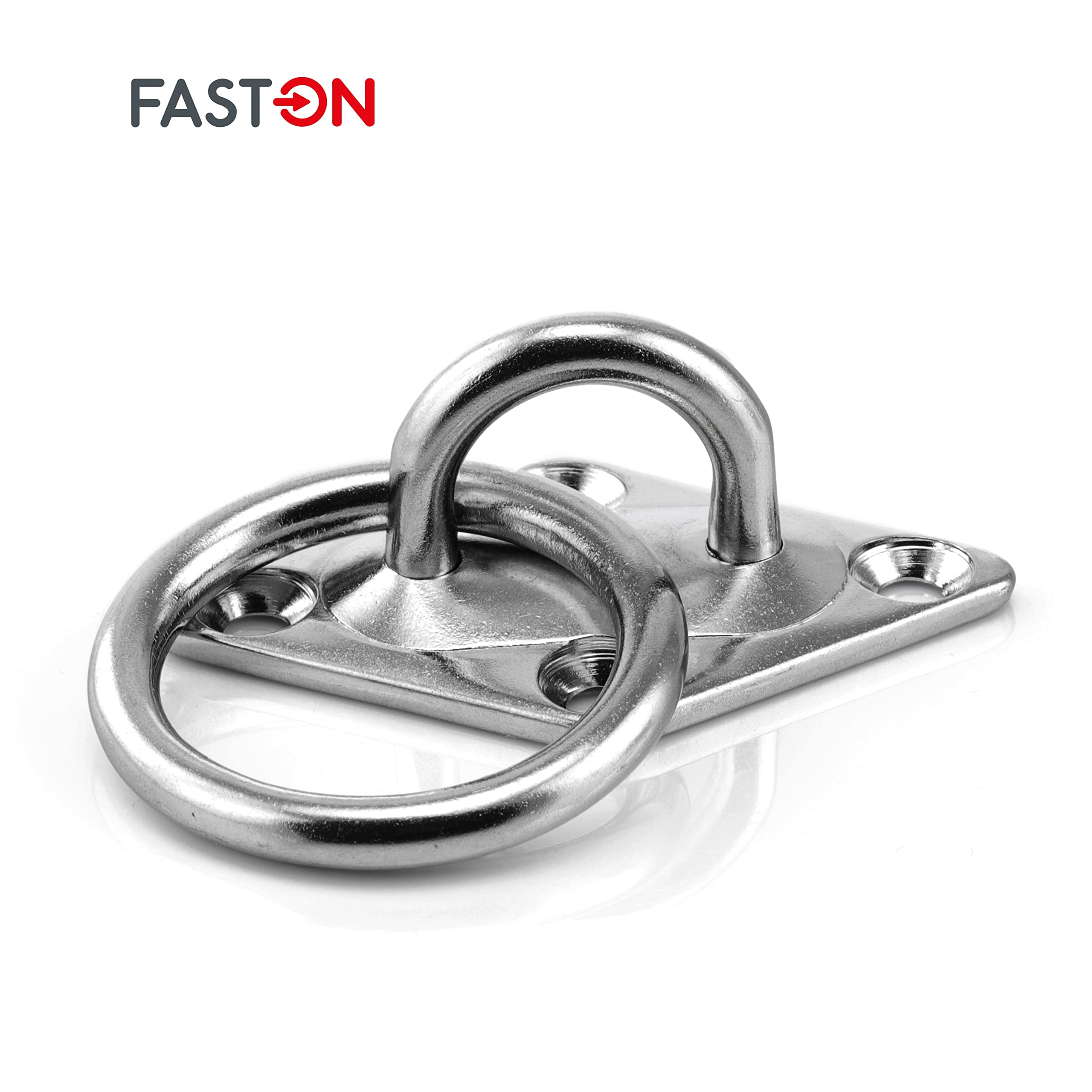FASTON® Augplatte mit Ring Raute Form 80 mm Edelstahl A2 V2A (10 Stück) Befestigungshaken Decksplatte Diamant Form Wandöse Wandhaken Ösenplatte Wandbefestigung Zurröse
