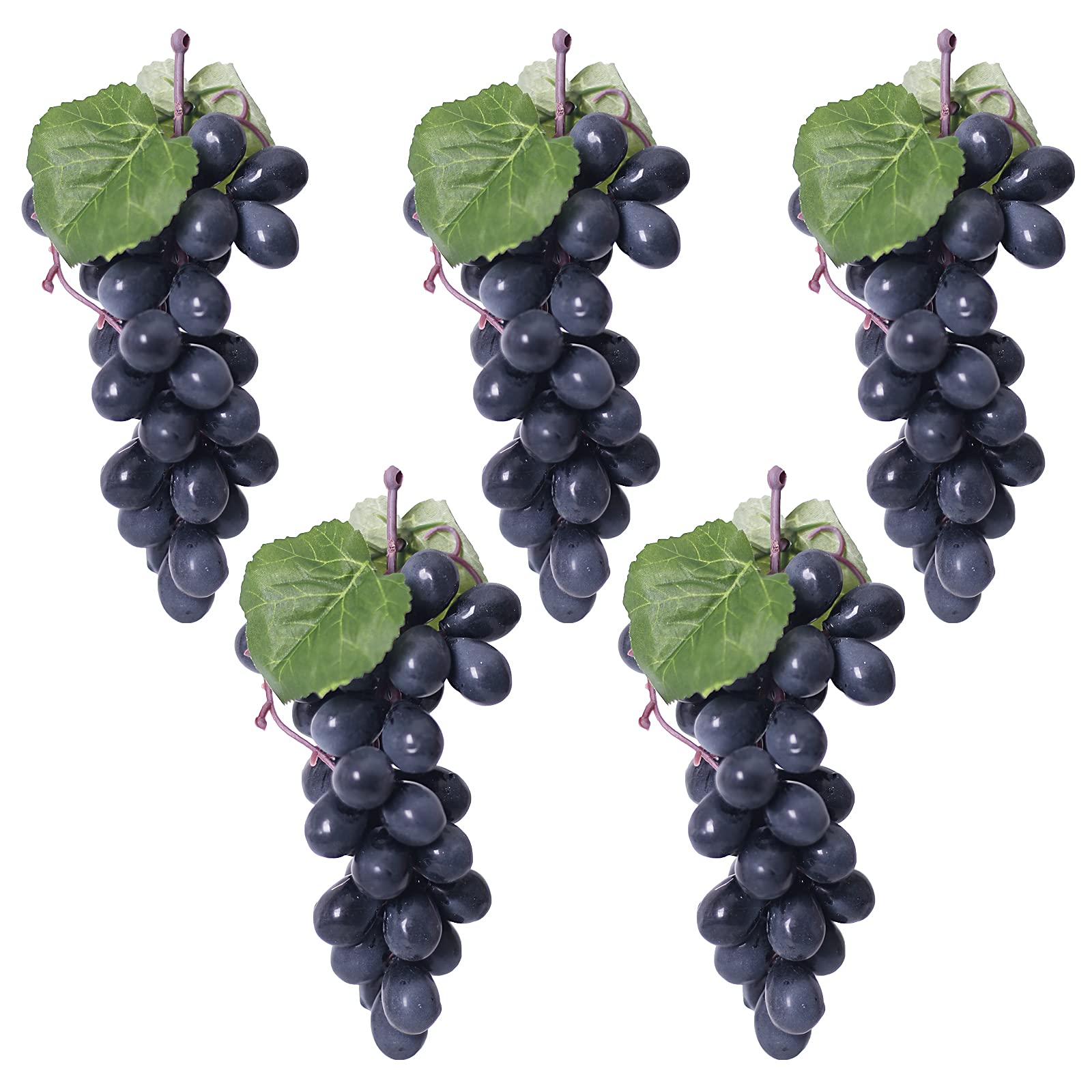 5 Bunches Fake Grapes Rubber Grape Bundles Fake Fruits for Home House Kitchen Party Wedding Photography Decor - Black