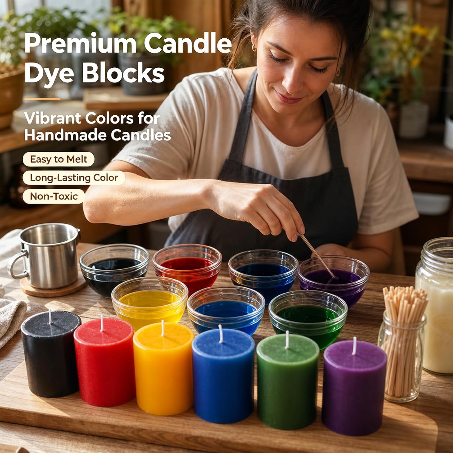 Black Candle Dye Blocks 4 Oz, Safe & Simple to Use Wax Coloring Supplies, Ideal Add-On for Handmade DIY Candle Making Kits, Concentrated Color Blocks for Soy, Paraffin Wax Craft Projects