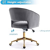 Vista 4 de Silla de oficina en casa, silla giratoria de terciopelo para escritorio, sillón de acento tapizado, sillas modernas capitoneadas con base dorada