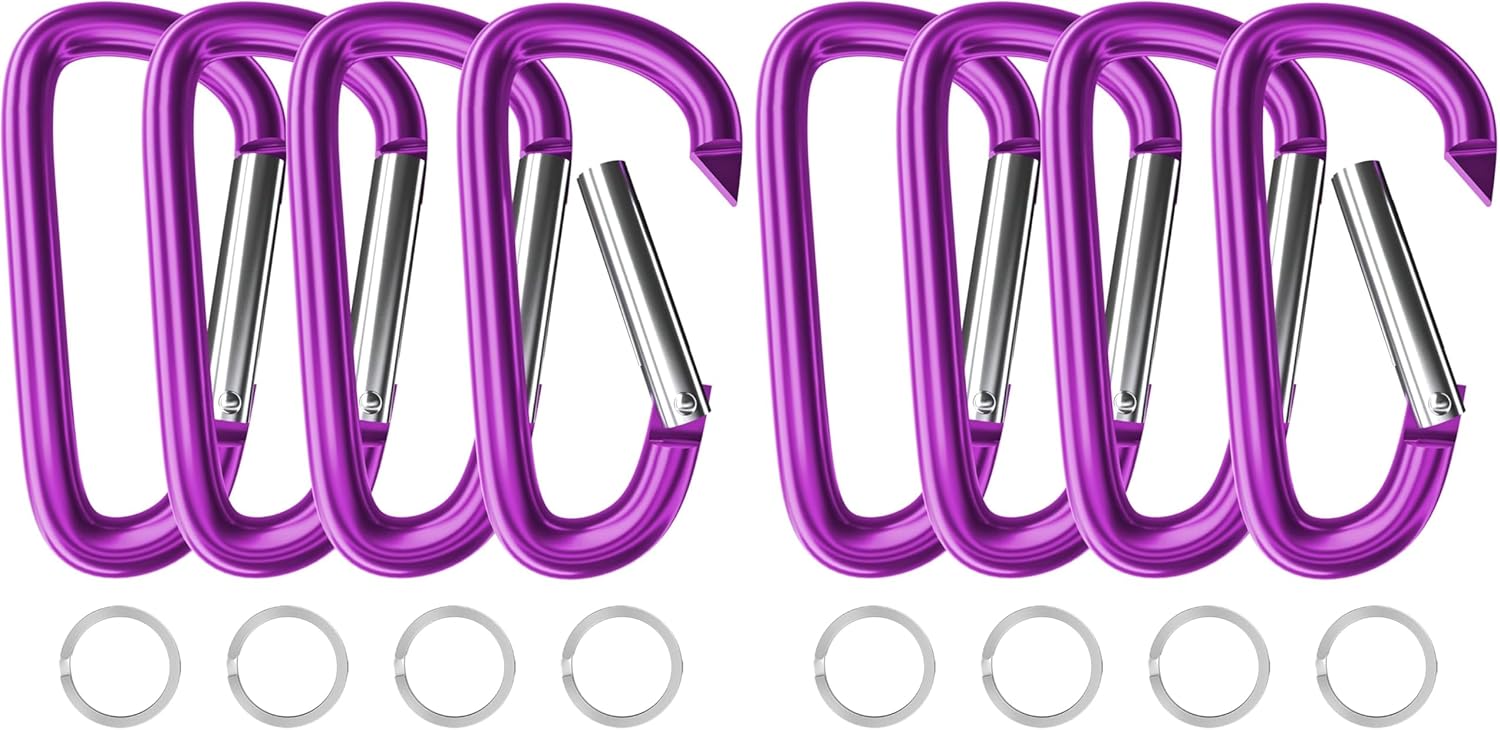 sprookber 4" & 5" Extra Large Aluminum Carabiner D Ring, Caribeener Clips, Spring Snap Hook for Keychain Clip, Set of 4