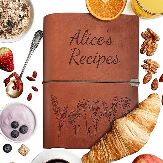 Personalized Leather Recipe Book - Custom Family Cookbook