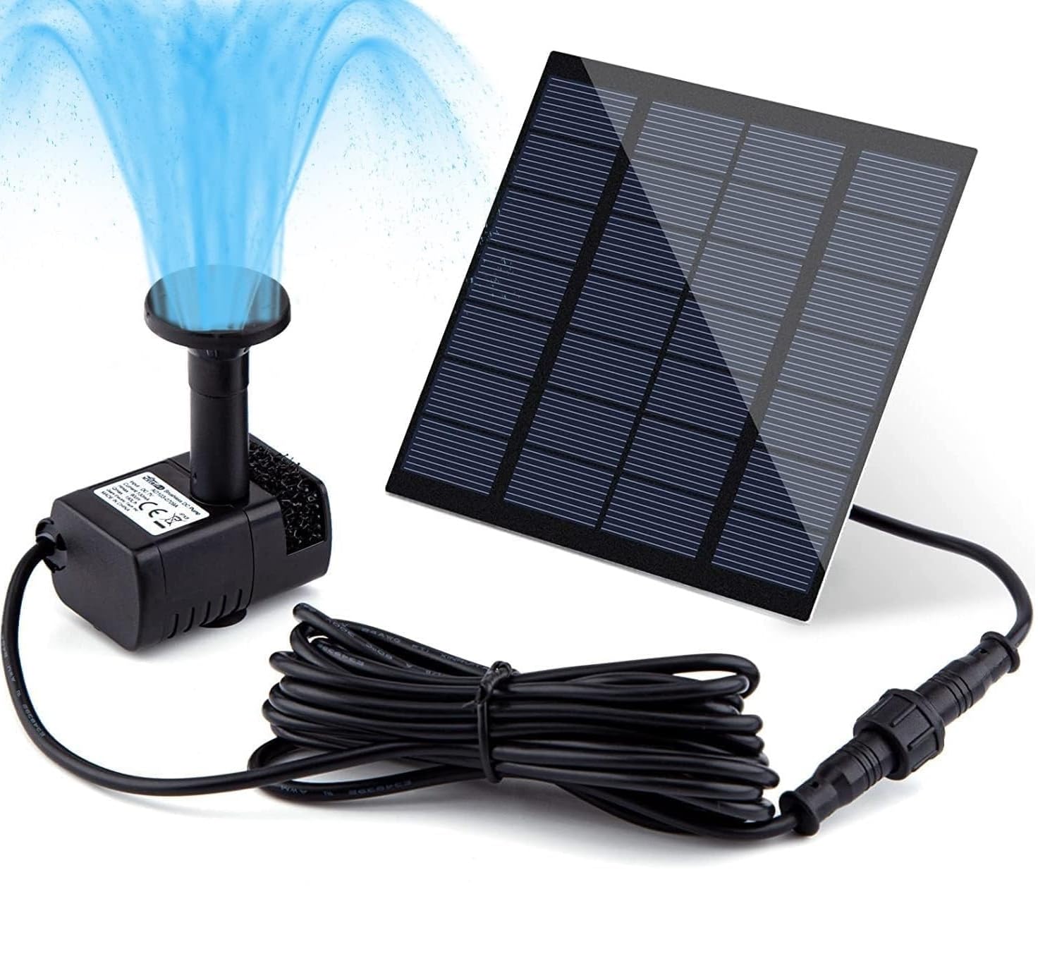 1.8W Solar Fountain With 8 Nozzles - Water Feature Pump Kit for Bird Bath, Small Ponds, Fish Tank and Pool