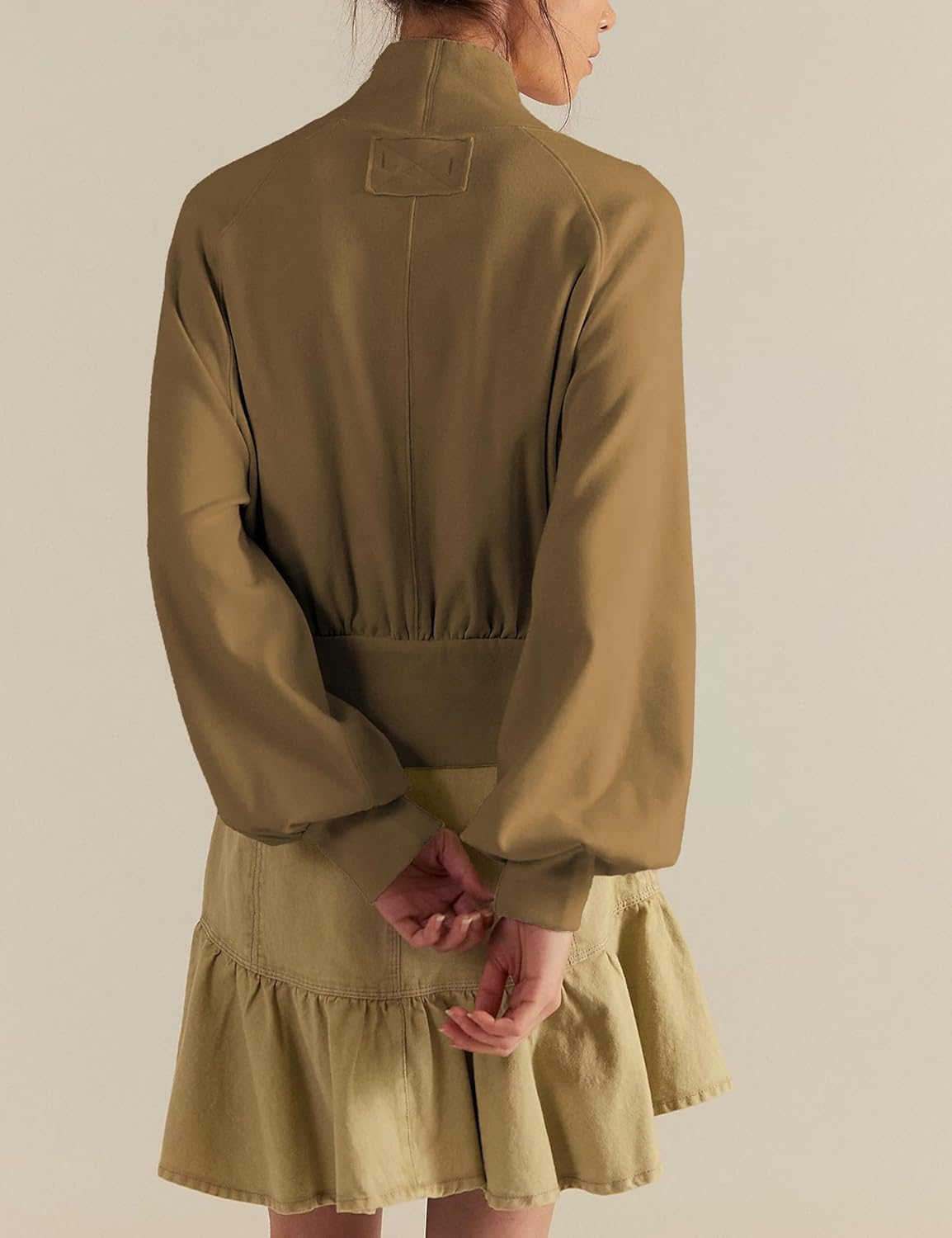 Womens Pullover Sweatshirts Fleece Lining Turtleneck Oversized Top Balloon Sleeves Cozy Fall Winter Casual Outfits - Image 2