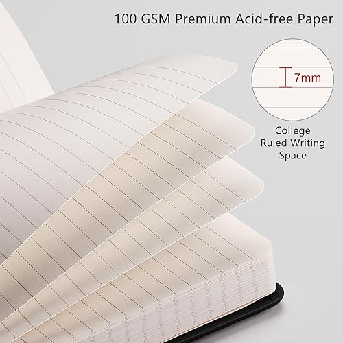 Miniatura 3 de RETTACY Cuaderno rayado, paquete de 2, 192 páginas numeradas por paquete, tamaño mediano A5 (5.7 x 8.3 pulgadas), para hombres y mujeres, escritura,