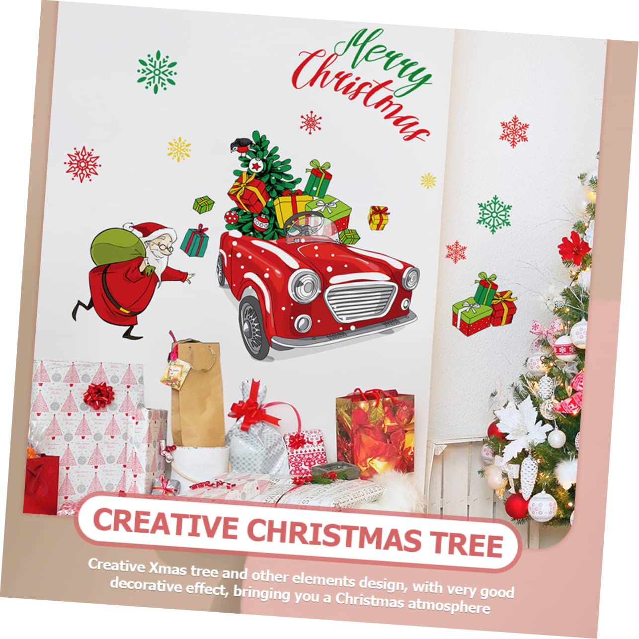 PRETYZOOM 4 Set Di Adesivi Natalizi Per Finestre Per Decorazioni Dellalbero Di Natale