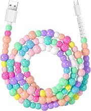 Coolden USB C Charger Cable 3.3FT 1M 60W USB to USB C Cable Girls Cute Beaded for iPhone Charger Cables Type C Cables Fast Charging for iPhone 17/16/15, Galaxy S25 S24 S23, iPad and More-Colorful