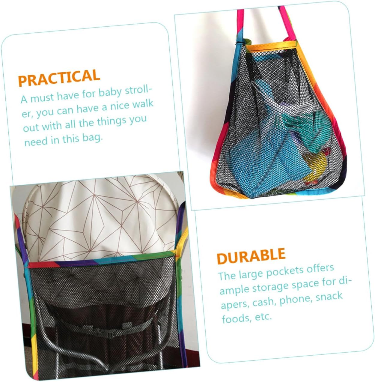 6pcs Universal Baby Stroller Hanging Organizer Bag Waterproof Storage for Diapers Toys Accessories Compatible Most Strollers for Parents Go