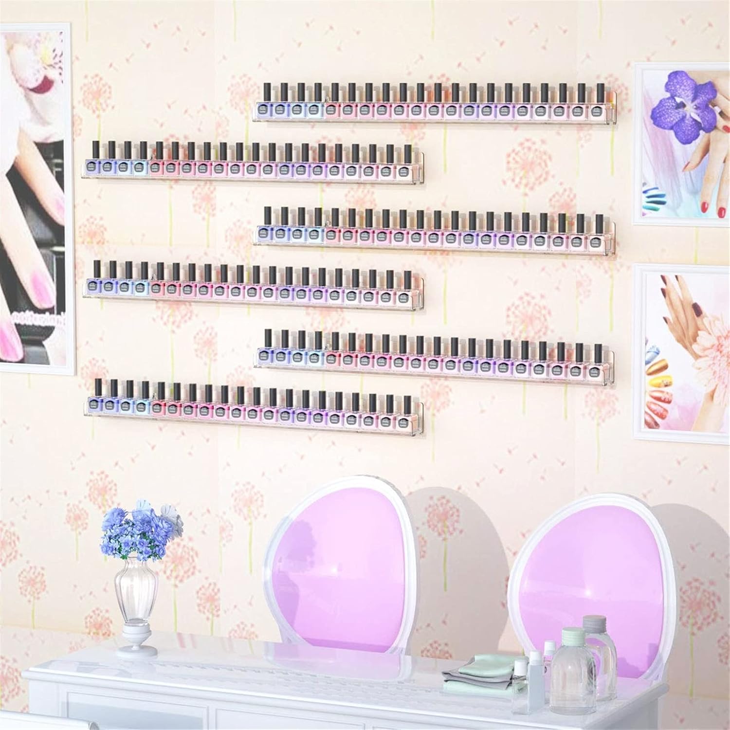 Nail Polish Display Rack, Wall Mounted Clear Acrylic Essential Oil Beauty Magazine Layered Storage Racks (Size : 3PCS)