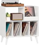 LELELINKY Large Record Player Stand, Turntable Stand with Storage, Vinyl Record Holder with Display Area, Record Player Table Holds Up to 300 Albums, Record Stand for Music Room Living Room-White