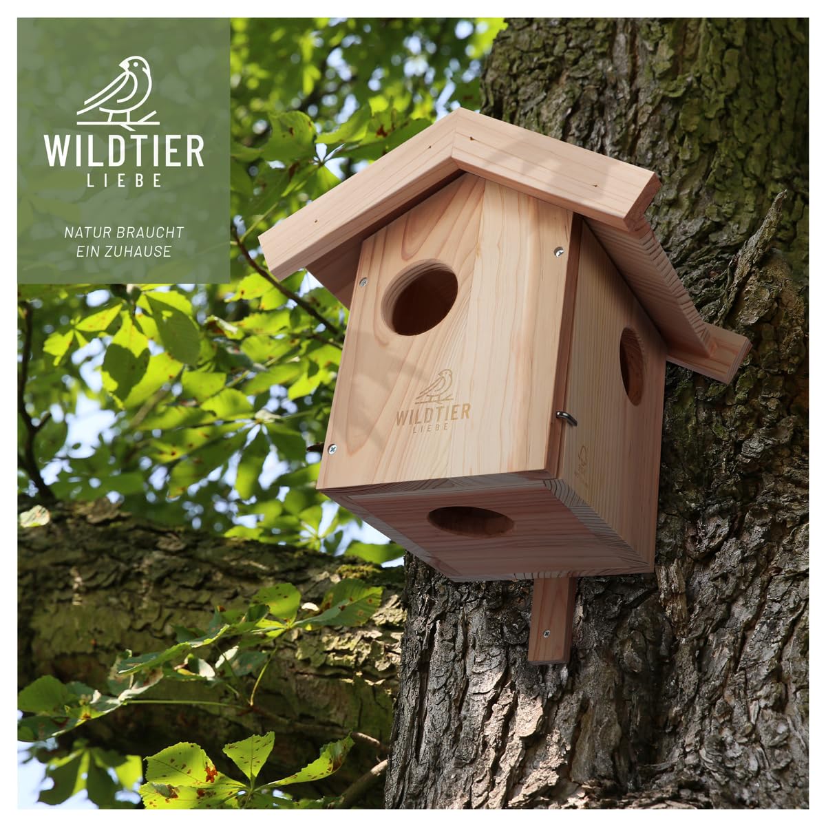 wildtier liebe Eichhörnchen Kobel - Nest für Eichhörnchen aus verschraubtem Massiv-Holz, Eichhörnchenhaus und Nistkasten zum Hängen für den Garten