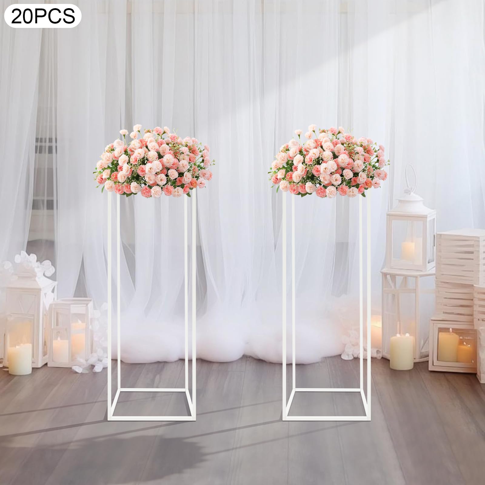 Blumenständer Set Metall Geometrische Hochzeitsdeko 20 Stück Freistehend | 80cm 20-teiliges Set für große Veranstaltungen / Einfach zu montieren und zu verstauen