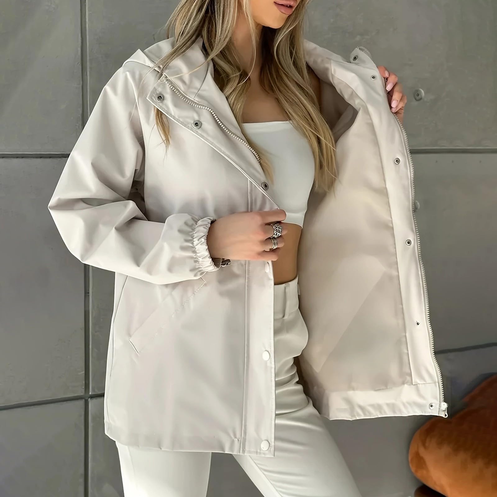 Impermeabile Da Donna, Lungo, Con Cappuccio, Trench Foderato, Giacca A, Viaggio Per Pioggia Antivento Donna Ciclismo Vento Invernale Antipioggia Cappuccio Waterproof Jackets Women