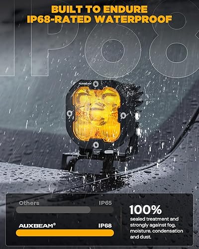 Miniatura 5 de Auxbeam X-PRO Series LED Pods Spot Flood Combo Reflector, 3 pulgadas, 80 W, 9600 LM, barra de luz todoterreno lejana y ancha, cubiertas