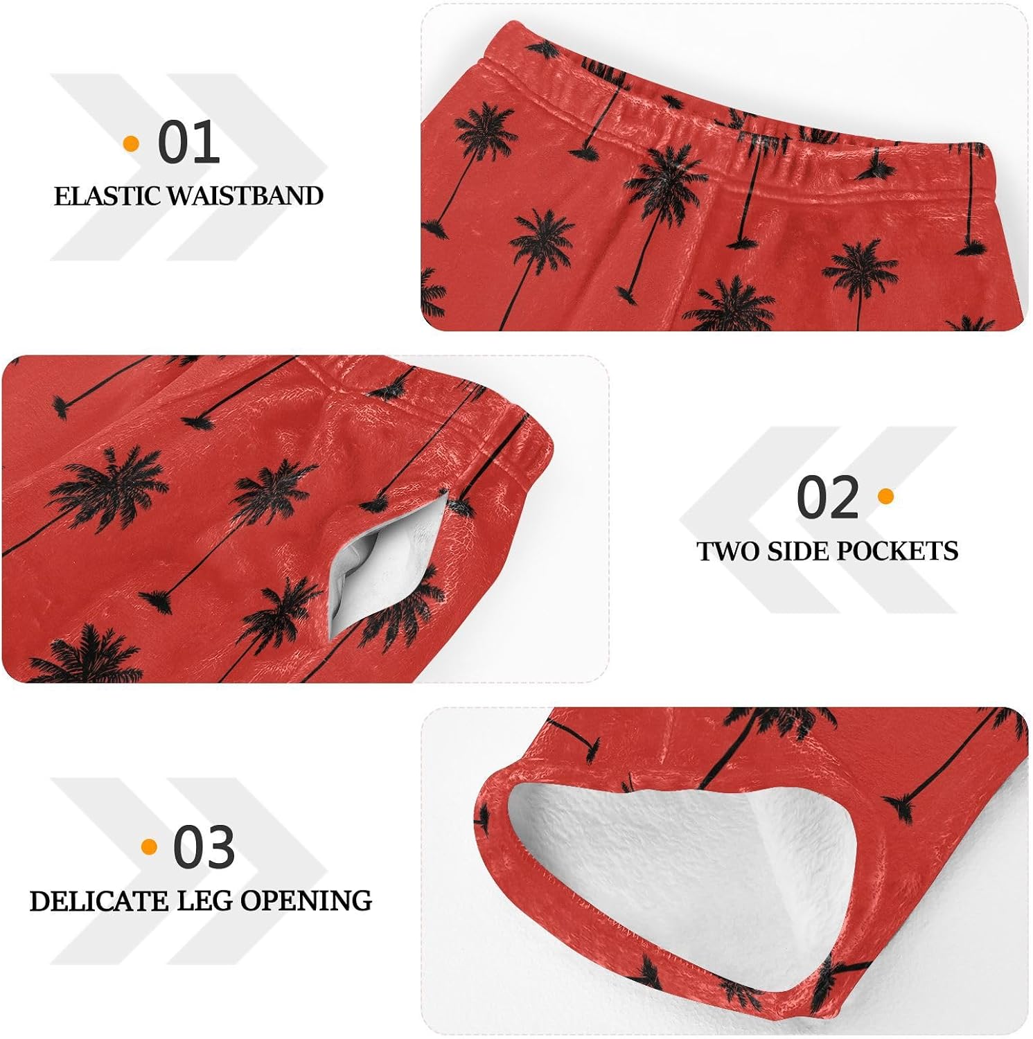Black Palm Tree Red Boys Pants for Kids Fleece Bottoms Long Jogger Pants Trousers with Pockets Size 6-14Y