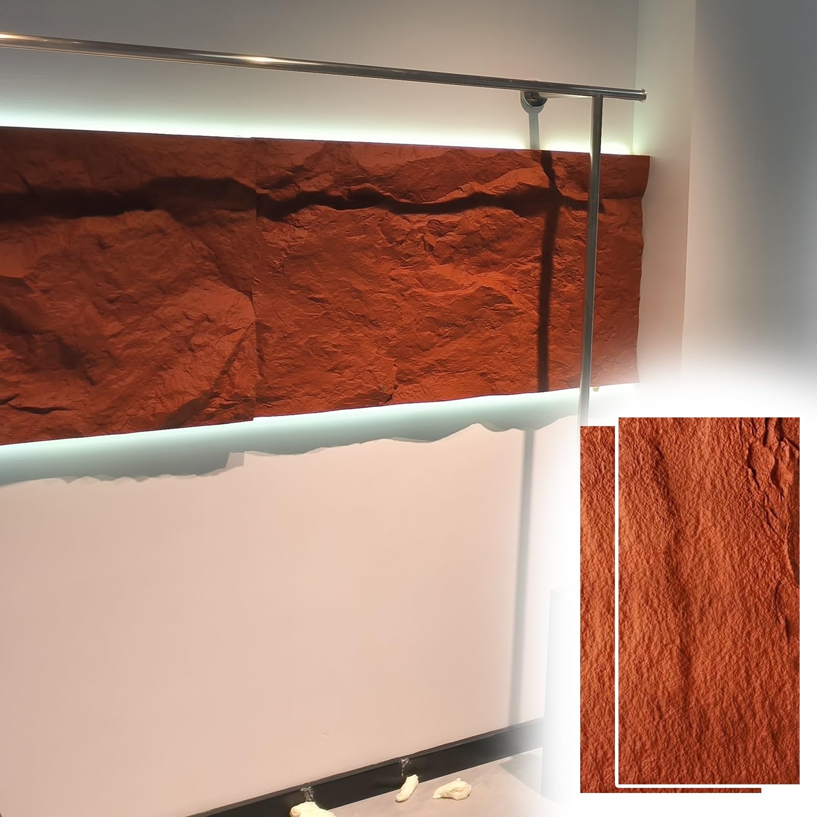 Paneles de revestimiento de pared 3D rojos con placas de piedra sintética para salón
