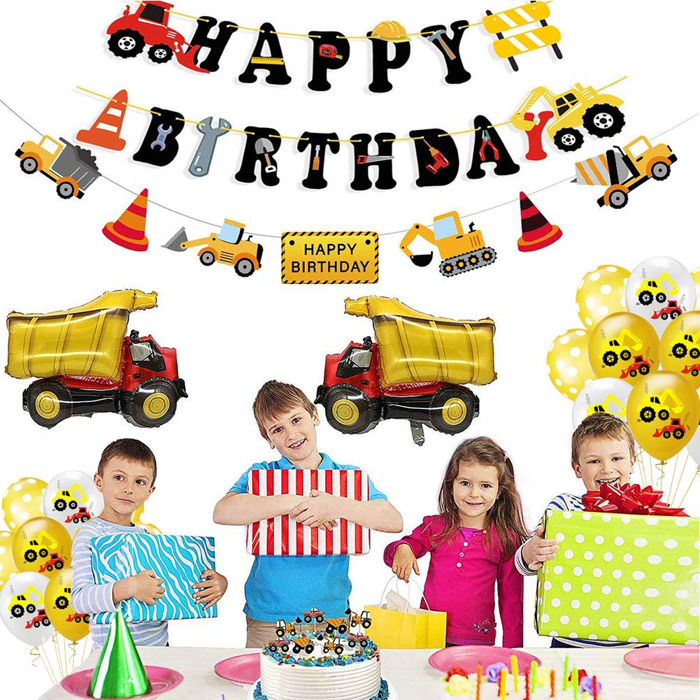 48 pezzo Camion Palloncino, Truck Striscione di Compleanno, Festa Compleanno Kit, Cake Topper Banner Palloncini Bambini Decorazioni di Compleanno Feste di Forniture Tema Corse