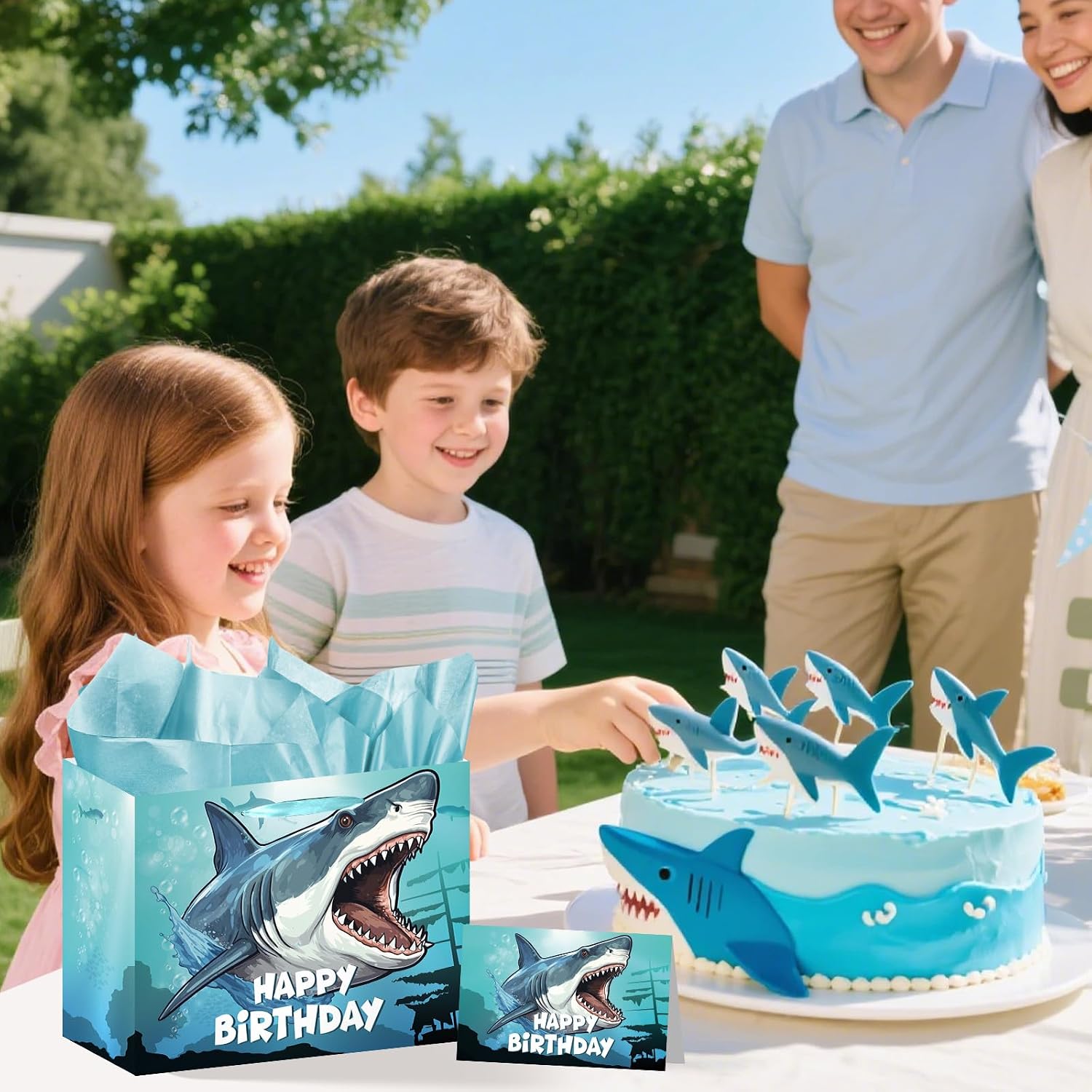Wxiben Shark Birthday Gift Bag Under the Sea Ocean Birthday Party Decor image 3