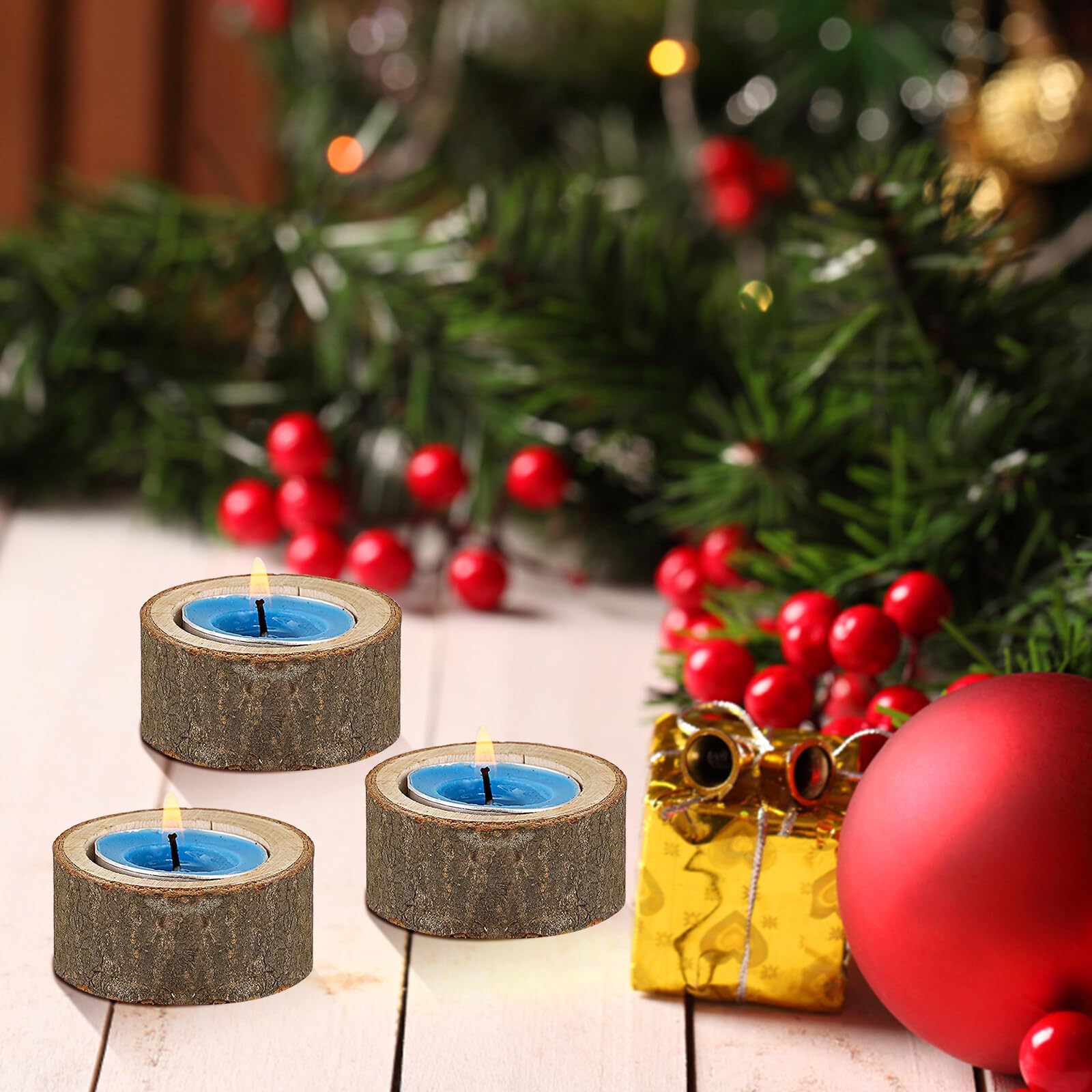 24 Teelichthalter Aus Naturholz – Rund, Ø 6 Cm, Personalisierbar, Für Hochzeit, Weihnachten & Deko