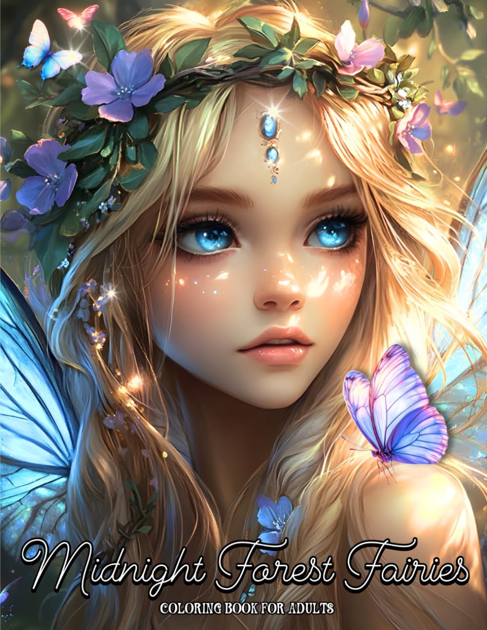 Midnight Forest Fairies Coloring Book for Adults: 40 High-Quality Images of whimsical Fairies, Flowers and Butterflies for Artistic Expression, Creativity, Mindful Coloring and Relaxation