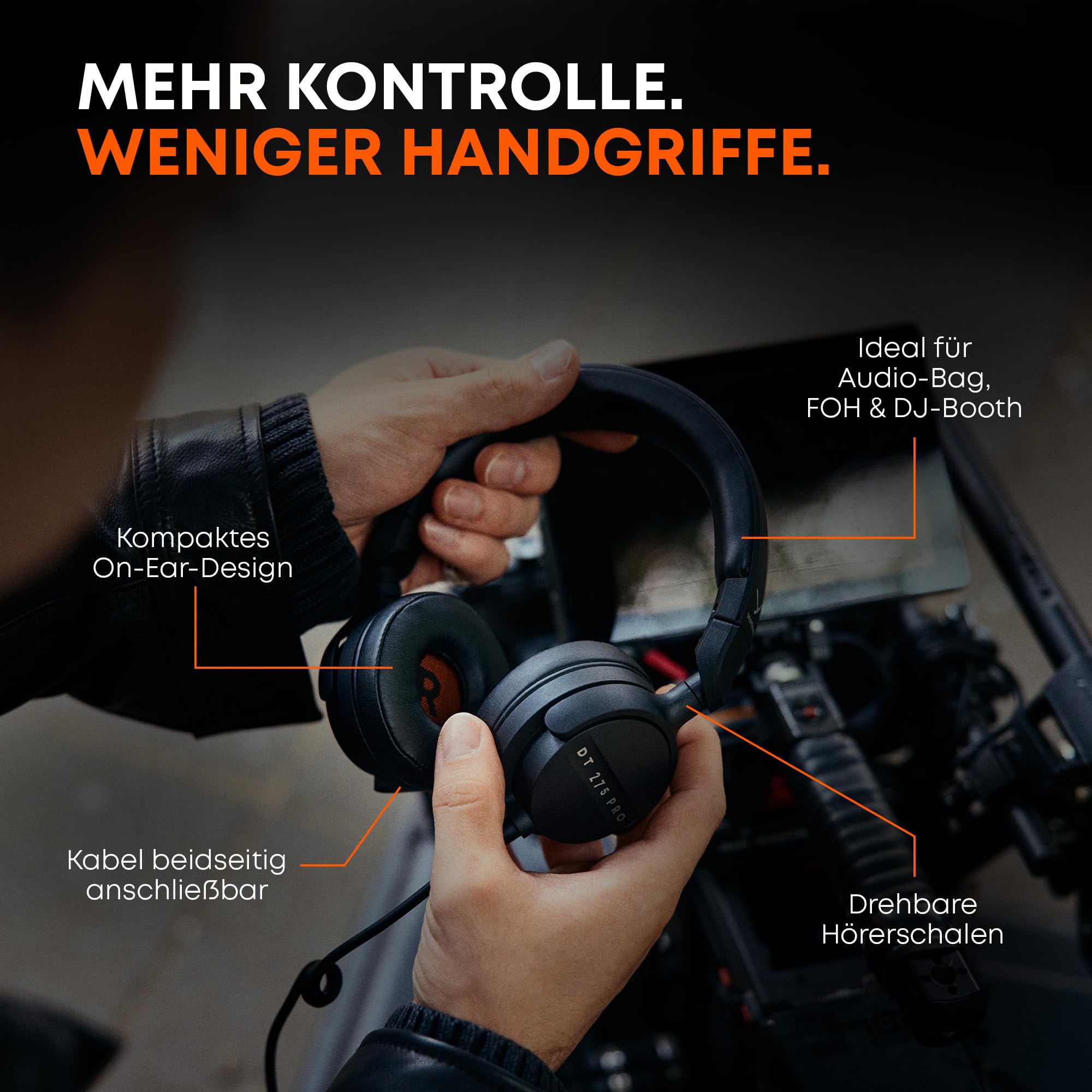 beyerdynamic DT 275 PRO On-Ear-Monitoringkopfhörer mit hoher Isolation | Ausgewogener Klangabstimmung, verriegelbarem Kabel und austauschbaren Teilen für Set, Bühne und Booth