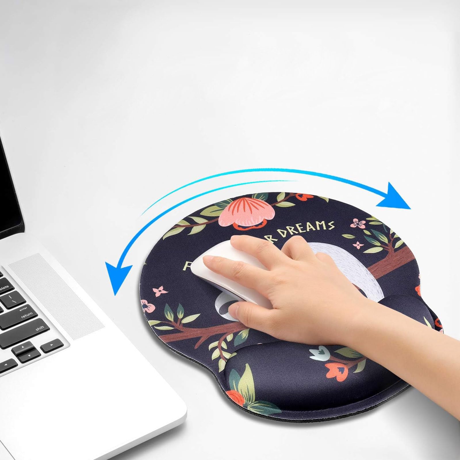 ELLENNE Mousepad con Cuscino in Gel Ergonomico Poggiapolso Antiscivolo Lavabile per Ufficio Gaming Notebook