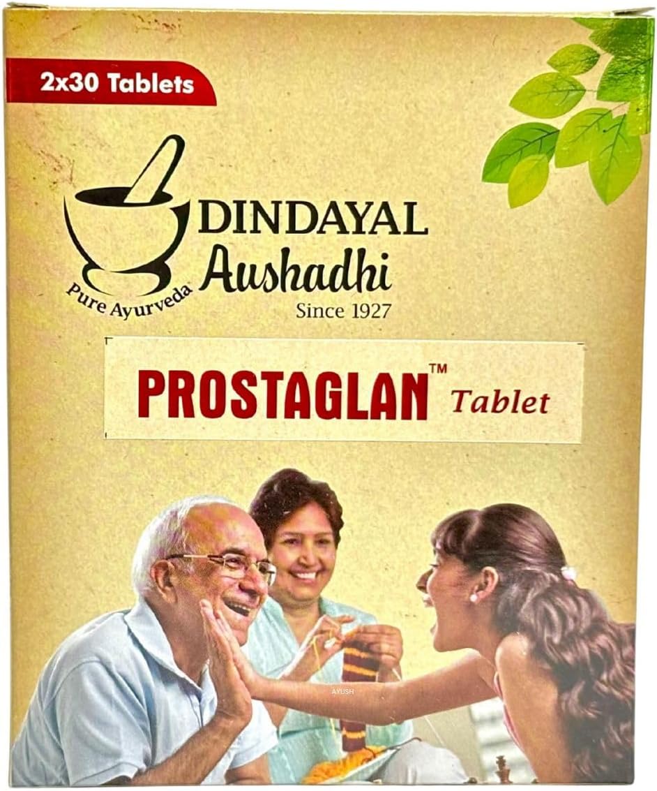Dindayal Prostaglan Tablets | 60 Tablets | Prostate Care | Helps Urine Flow | Supports Wellness | Pack of 2