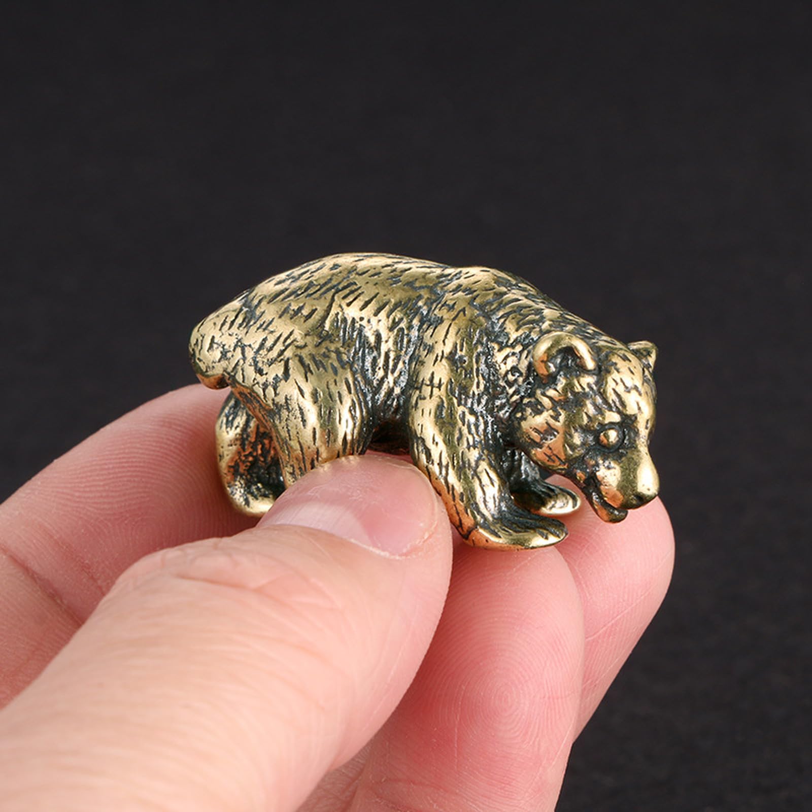 YANGPZFC Small Copper Antique Copper Bear Ornament Brass Statue For Desk Decor, Handcrafted Vintage Sculpture
